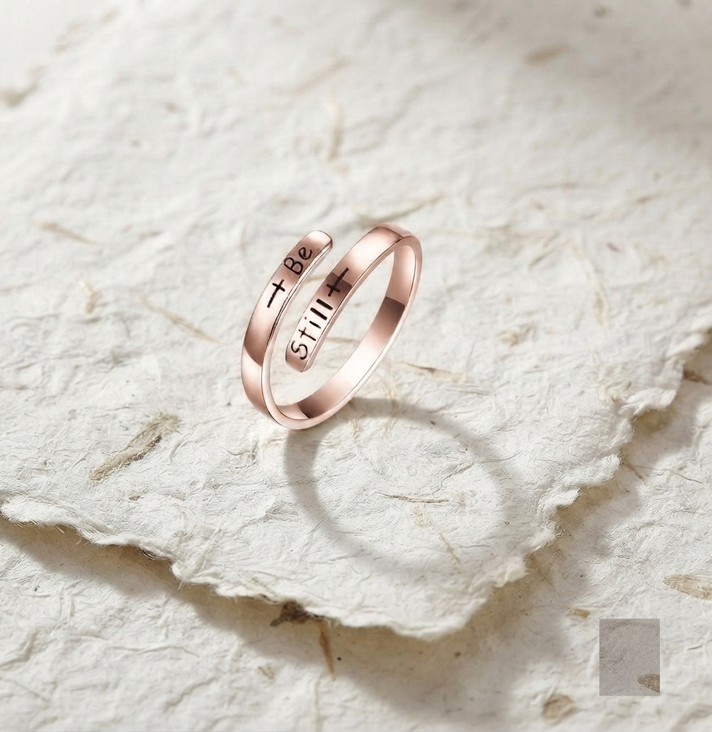 Be Still Ring, 925 Sterling Silver Inspirational Ring, Minimalist Adjustable Wrap Ring, Religious Jewelry, Faith Ring, Gift for Her - Image 3