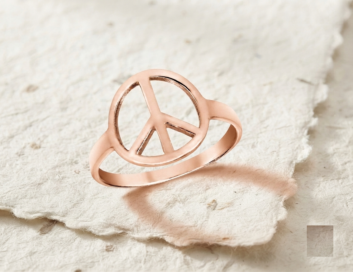 Peace Sign Ring, 925 Sterling Silver Minimalist Ring, Dainty Symbol Ring, Peace Symbol Jewelry, Handcrafted Silver Band for Her - Image 3