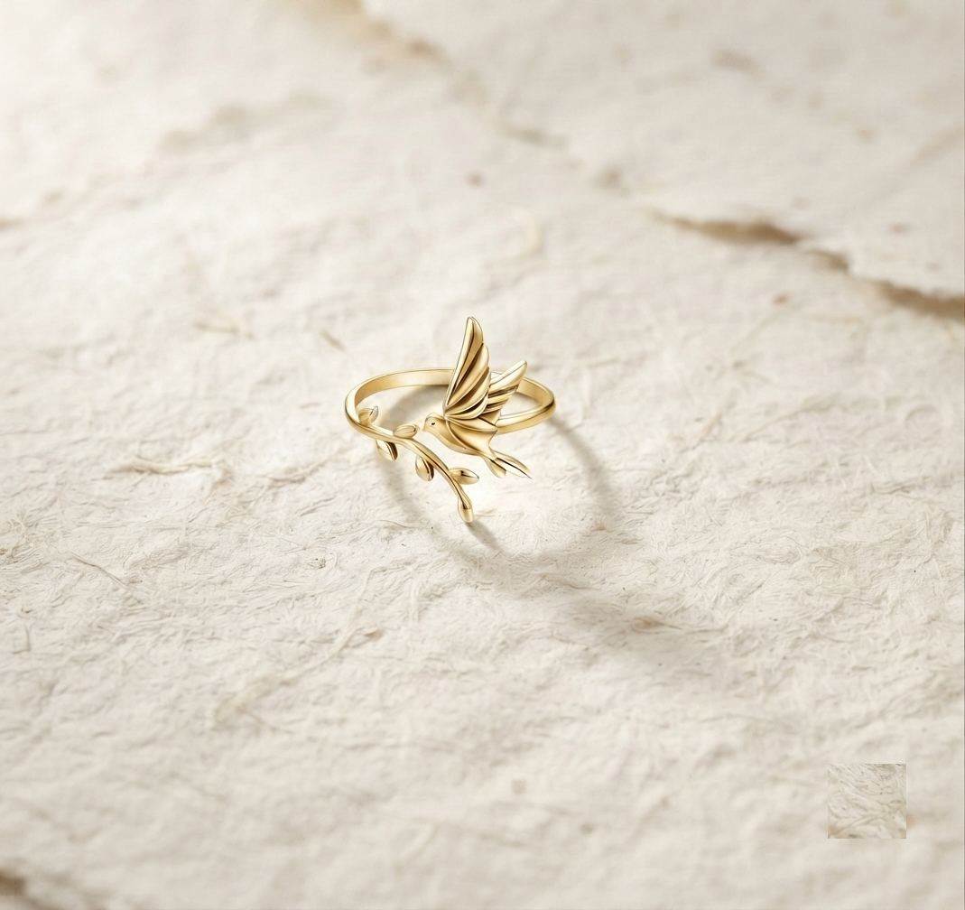 Sterling Silver Bird Ring, Dainty Dove on Branch Ring, Nature Inspired Wrap Ring, Minimalist Animal Jewelry, Adjustable Silver Ring fo Women