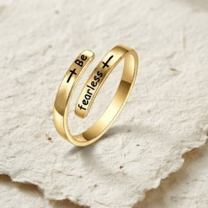 Be Fearless Ring, Adjustable Wrap Ring, Sterling Silver Inspirational Jewelry, Minimalist Quote Ring, Personalized Gift for Her, 925 Silver