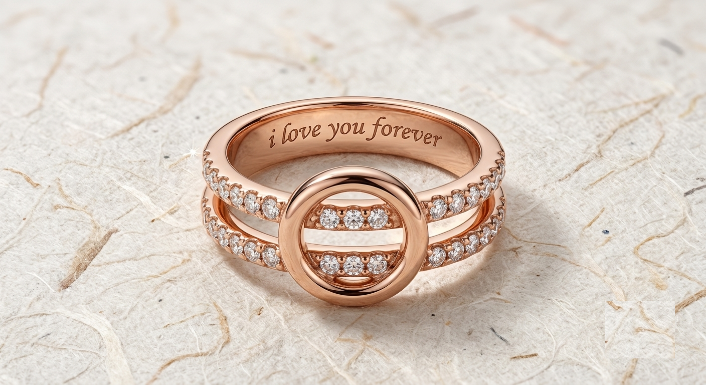Engraved Promise Ring, Interlocking Circles Silver Ring, I Love You Forever Engraved Band, Intertwined Eternity Ring, Anniversary Gift for - Image 2
