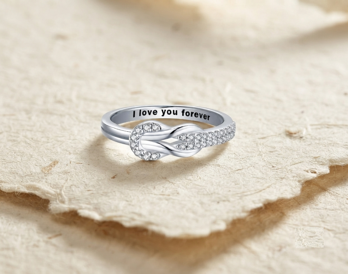 I Love You Forever Knot Ring, 925 Sterling Silver Promise Ring, Dainty Love Knot Band, Personalized Gift for Her, Minimalist Jewelry - Image 2