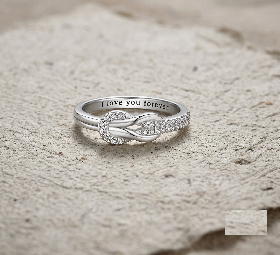 I Love You Forever Knot Ring, 925 Sterling Silver Promise Ring, Dainty Love Knot Band, Personalized Gift for Her, Minimalist Jewelry - Image 2
