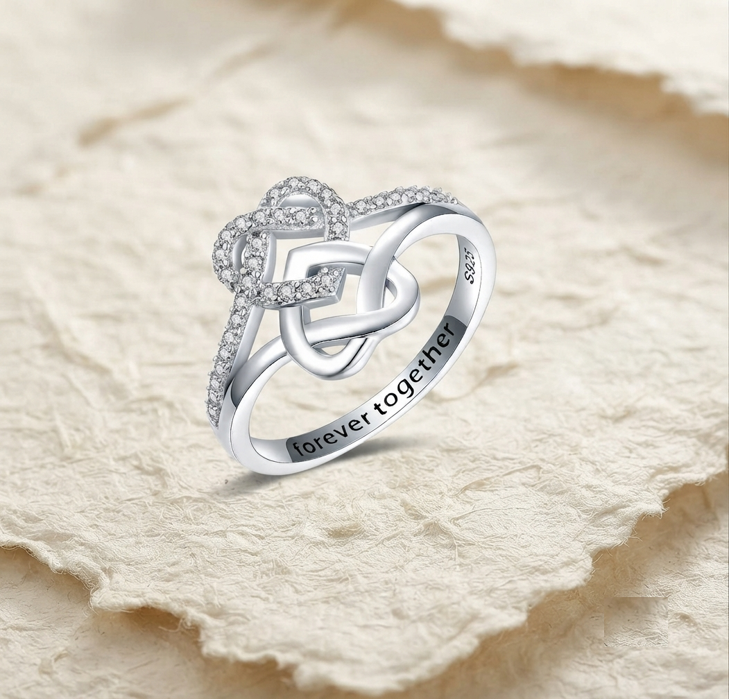 Forever Together Ring, Sterling Silver Infinity Heart Ring, Personalized Promise Ring for Her, Romantic Couple Jewelry, Anniversary Gift - Image 2