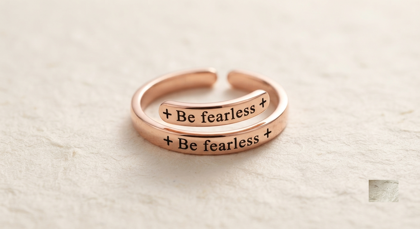 Be Fearless Ring, Adjustable Wrap Ring, Sterling Silver Inspirational Jewelry, Minimalist Quote Ring, Personalized Gift for Her, 925 Silver - Image 2
