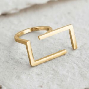 Minimalist Geometric Ring, Modern Sterling Silver Statement Ring, Contemporary Open Band Ring, Architectural Jewelry, Unique Silver Art Ring