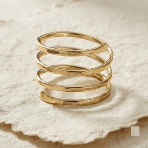 Handcrafted 925 Sterling Silver Spiral Ring, Multi Band Wrap Ring, Hammered Stacking Ring, Minimalist Chunky Silver Jewelry, Dainty Band