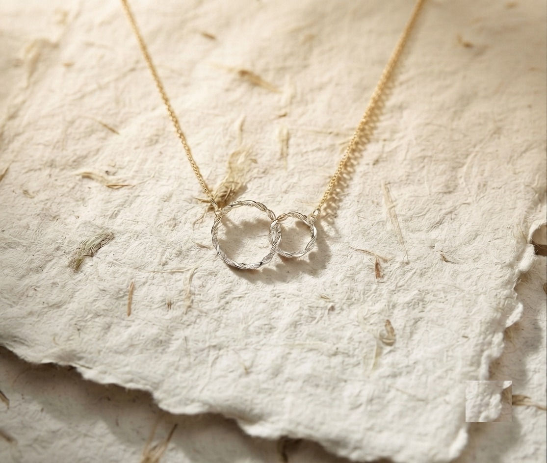 925 Sterling Silver Interlocking Circles Necklace, Dainty Twisted Two Ring Pendant, Minimalist Linked Circle Jewelry, Friendship & Eternity