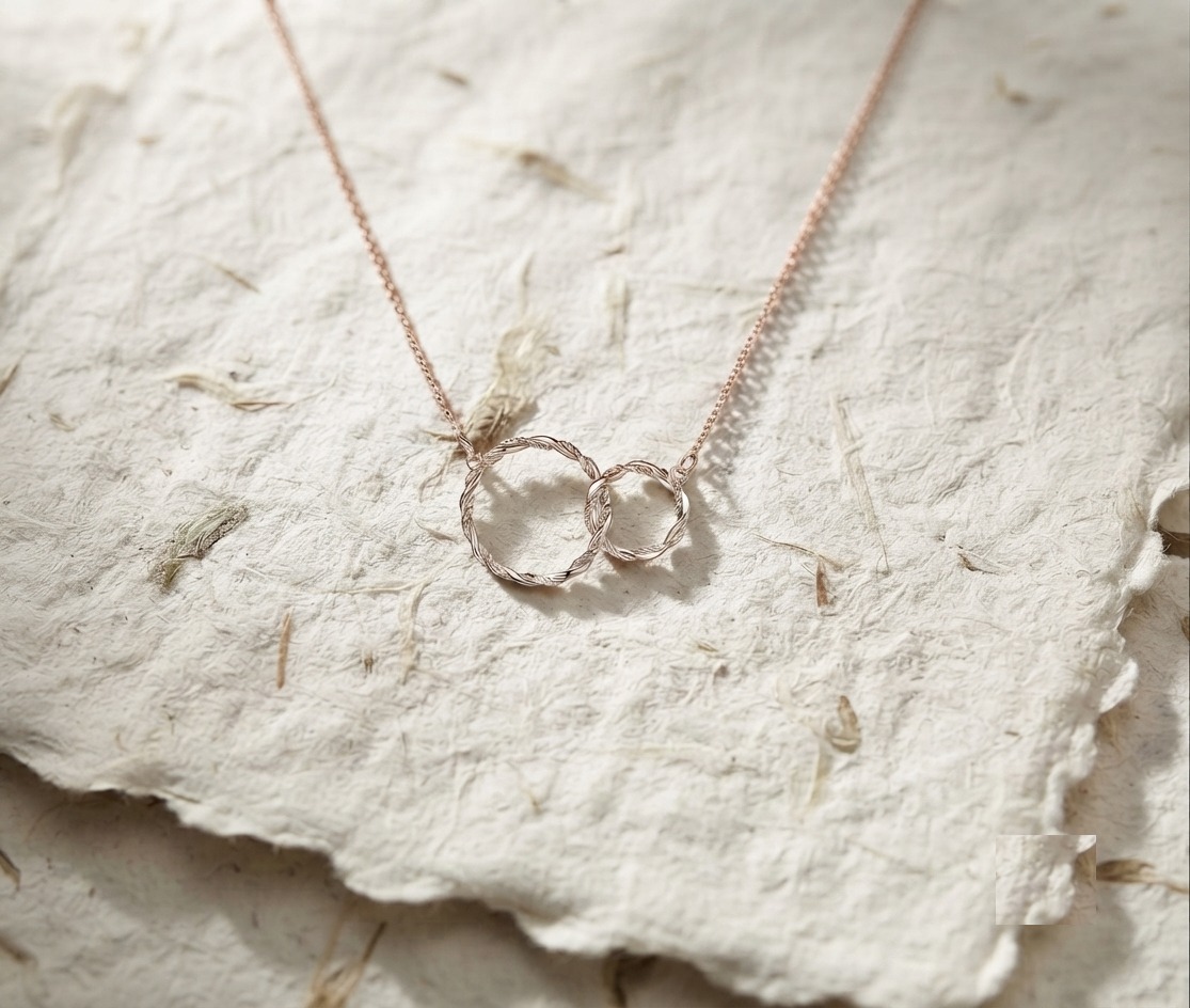 925 Sterling Silver Interlocking Circles Necklace, Dainty Twisted Two Ring Pendant, Minimalist Linked Circle Jewelry, Friendship & Eternity - Image 3