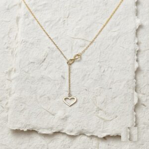 Sterling Silver Infinity Heart Y-Necklace, Dainty Open Heart Lariat Necklace, Delicate Silver Jewelry, Minimalist Gift for Her