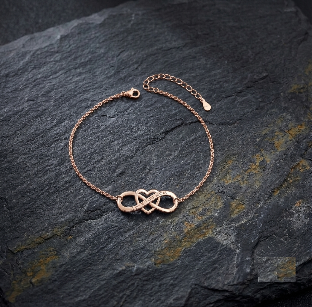 I Love You Mom Infinity Heart Bracelet, Rose Gold Plated Personalized Mother's Day Gift, Minimalist Jewelry for Mom, Meaningful Gift for Her - Image 5