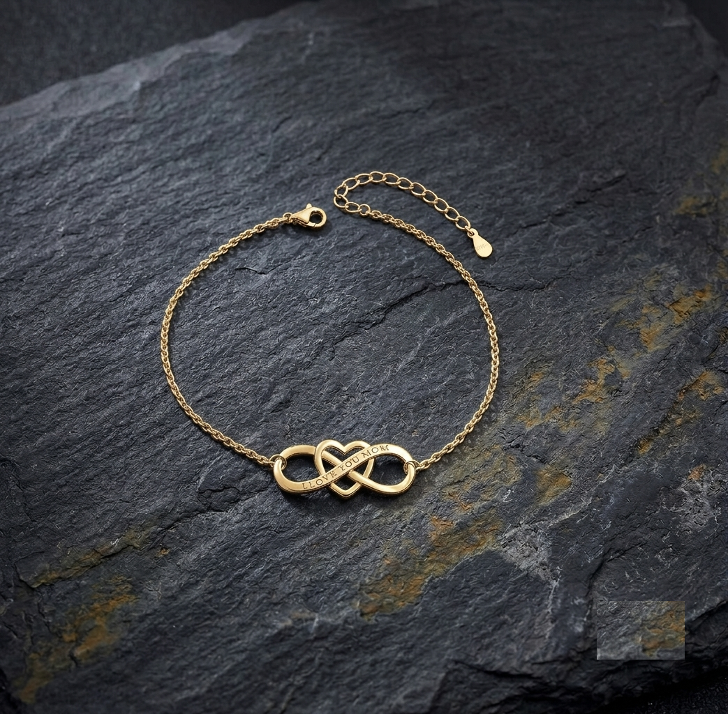I Love You Mom Infinity Heart Bracelet, Rose Gold Plated Personalized Mother's Day Gift, Minimalist Jewelry for Mom, Meaningful Gift for Her
