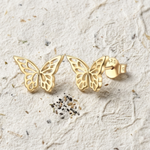 Butterfly Stud Earrings in Sterling Silver, Minimalist Nature Inspired Jewelry, Dainty Filigree Wing Earrings, Tiny Butterfly Gift for Her