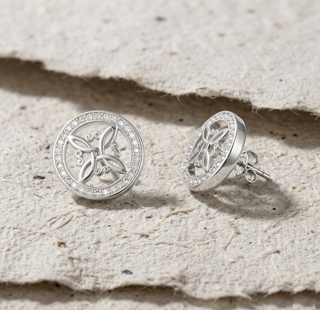 Celtic Knot Stud Earrings in 925 Sterling Silver, Minimalist Geometric Round Disc Earrings, Dainty Filigree Jewelry, Unique Gift for Her - Image 5