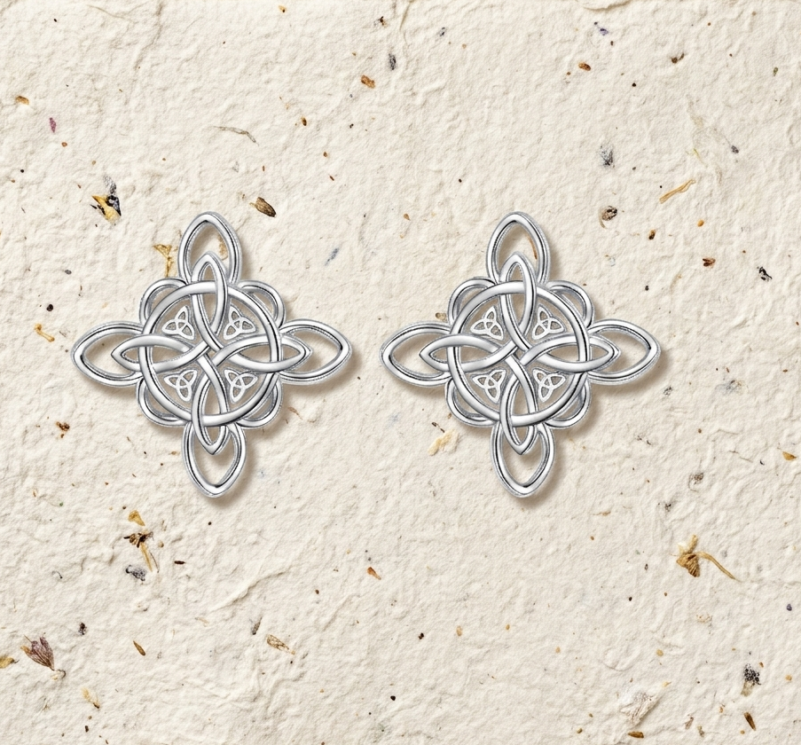 Celtic Knot Stud Earrings, Witch’s Knot Earrings for Women, Dainty Mystic Jewelry, Wiccan Protection Studs, Spiritual Gift for Her - Image 5