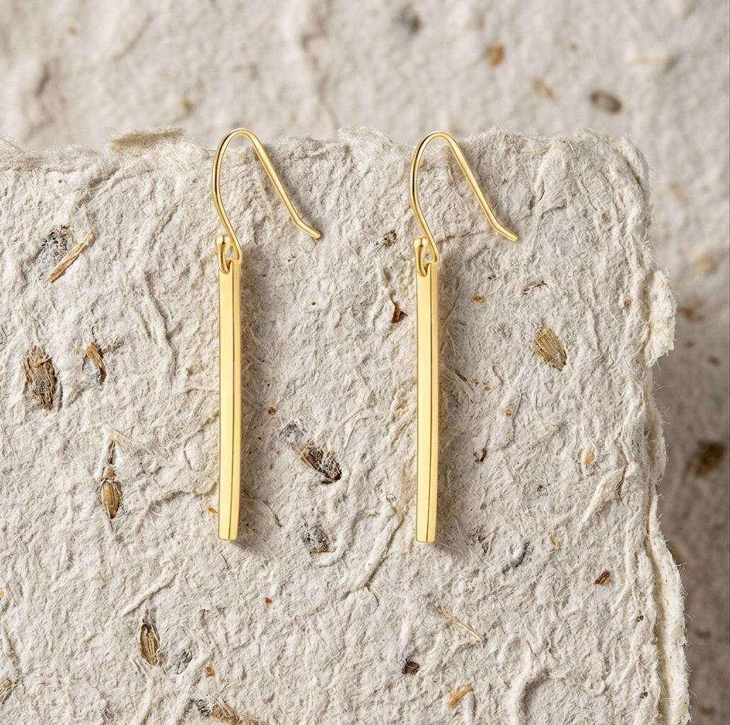 Bar Threader Earrings • Minimalist Dangle Earrings • Simple Vertical Bar Drop Earrings • Dainty Everyday Jewelry • Gift for Her