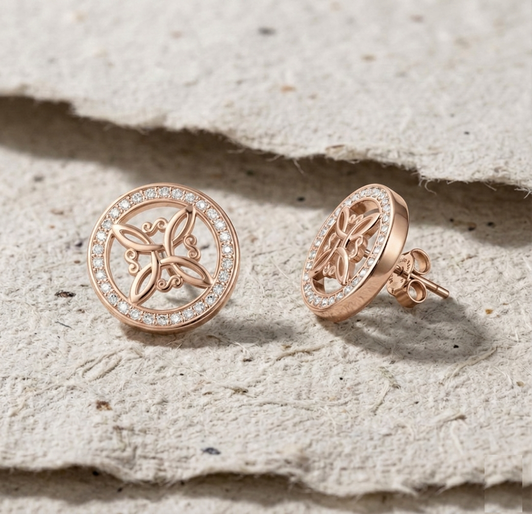 Celtic Knot Stud Earrings in 925 Sterling Silver, Minimalist Geometric Round Disc Earrings, Dainty Filigree Jewelry, Unique Gift for Her - Image 2