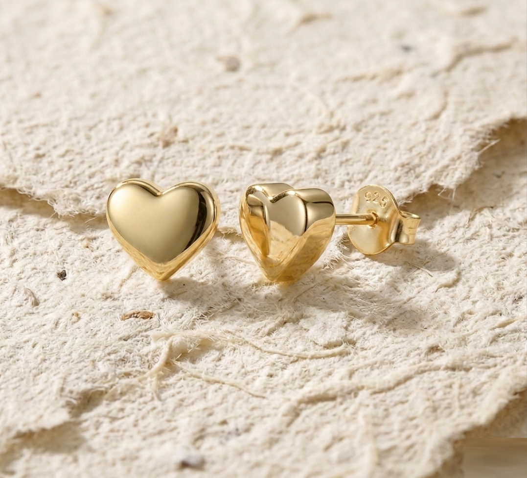 7mm Heart Stud Earrings in .925 Sterling Silver, Minimalist Tiny Heart Earrings, Dainty Heart Studs, Small Love Studs, Gift for Her