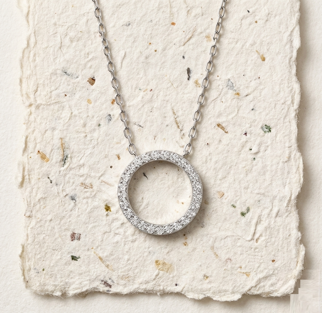 925 Sterling Silver Circle Necklace, Dainty Karma Ring Pendant, Minimalist Eternity O Round Necklace for Women, Gold & Rose Gold Jewelry - Image 5