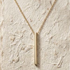 Gold Bar Necklace, Minimalist Vertical Bar Pendant, Necklace, 925 Sterling Silver Layering Chain, Simple Everyday Jewelry Gift for Her