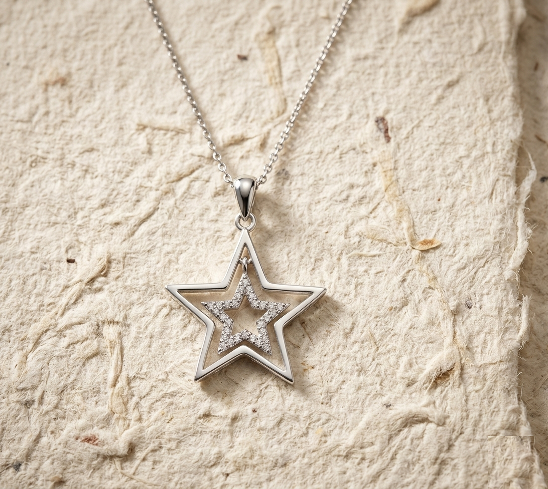 925 Sterling Silver Double Star Pendant Necklace for Women, Dainty Starburst Charm Necklaces, Minimalist Star Jewelry Gift, Celestial Gift - Image 5