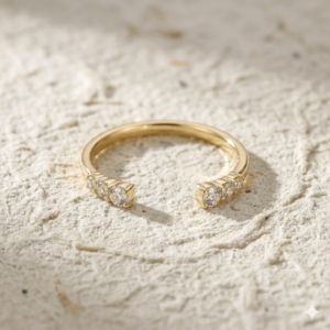 Minimalist Open Ring, Dainty Gold Cuff Ring, Adjustable Stacking Ring, Sterling Silver CZ Ring, Geometric Ring for Women, Gift for Her