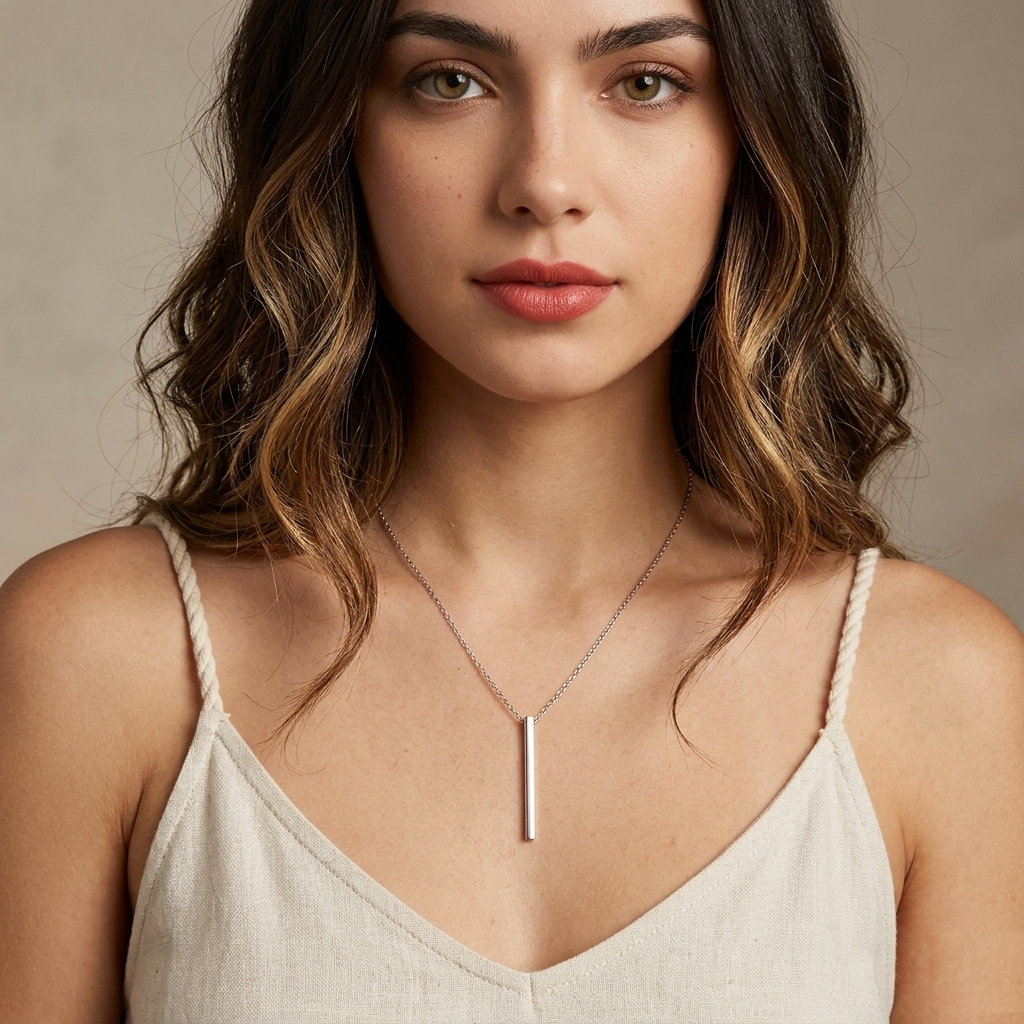 Gold Bar Necklace, Minimalist Vertical Bar Pendant, Necklace, 925 Sterling Silver Layering Chain, Simple Everyday Jewelry Gift for Her - Image 4