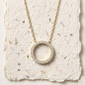 925 Sterling Silver Circle Necklace, Dainty Karma Ring Pendant, Minimalist Eternity O Round Necklace for Women, Gold & Rose Gold Jewelry