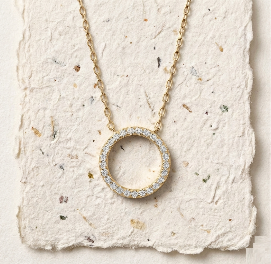 925 Sterling Silver Circle Necklace, Dainty Karma Ring Pendant, Minimalist Eternity O Round Necklace for Women, Gold & Rose Gold Jewelry