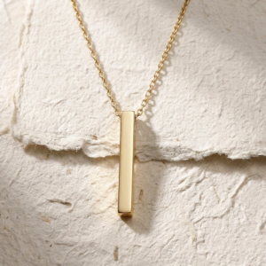 Minimalist Sterling Silver Bar Necklace, 3D Vertical Bar Pendant, Dainty Silver Chain Necklace, Geometric Handmade Jewelry, Modern Gift for