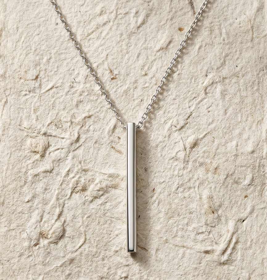 Gold Bar Necklace, Minimalist Vertical Bar Pendant, Necklace, 925 Sterling Silver Layering Chain, Simple Everyday Jewelry Gift for Her - Image 3