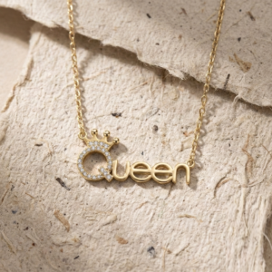 Queen Name Necklace with Crown, 925 Sterling Silver Royal Pendant Jewelry for Her, Dainty Princess Charm, Birthday Gift for Women