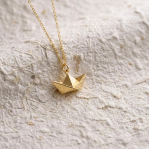 Origami Boat Necklace, Handmade Paper Boat Pendant, Minimalist Dainty Jewelry, Nautical Travel Gift for Her, Cute Boat Charm