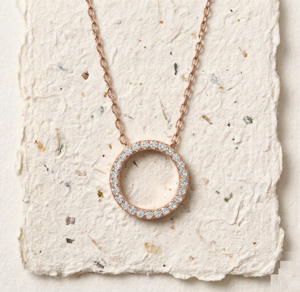 925 Sterling Silver Circle Necklace, Dainty Karma Ring Pendant, Minimalist Eternity O Round Necklace for Women, Gold & Rose Gold Jewelry - Image 3