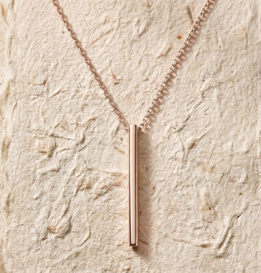 Gold Bar Necklace, Minimalist Vertical Bar Pendant, Necklace, 925 Sterling Silver Layering Chain, Simple Everyday Jewelry Gift for Her - Image 2