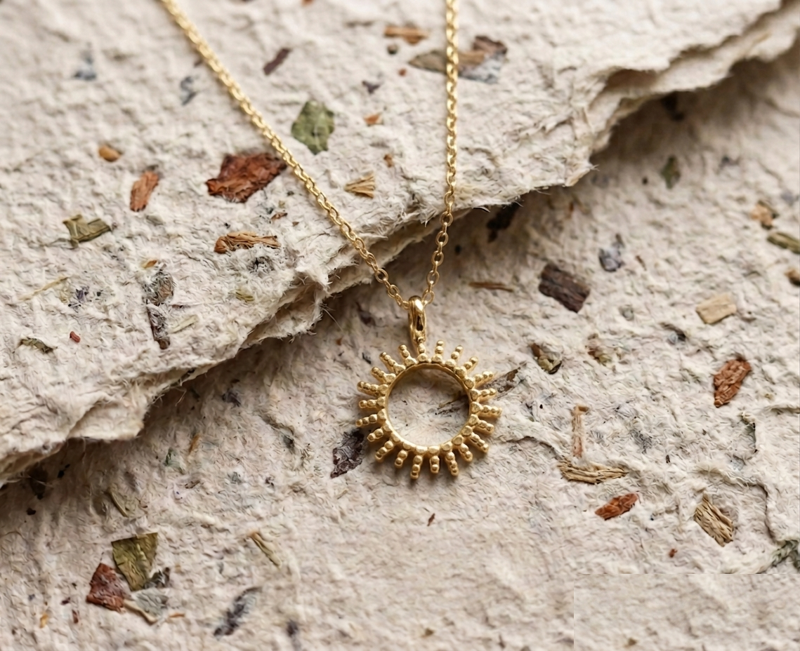 Sun Necklace, Dainty Celestial Pendant, Minimalist Sunshine Jewelry, Tiny Sunburst Charm Necklace, Gift for Her, Sol Necklace