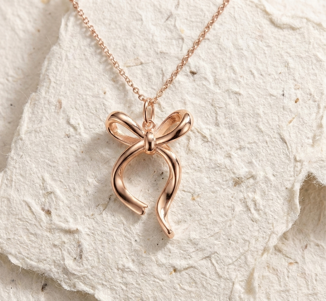 Bow Necklace, Dainty Ribbon Pendant, Minimalist Silver Jewelry for Women, Coquette Aesthetic Charm, Gift for Her, Delicate Knot Necklace - Image 2