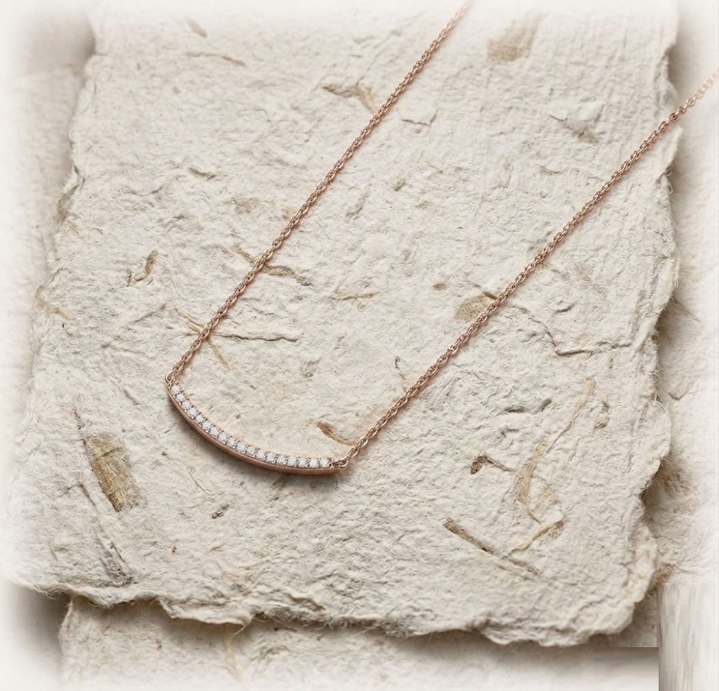 Dainty Curved Bar Necklace, Minimalist CZ Smile Necklace, Delicate 925 Sterling Silver Layering Choker, Geometric Arch Pendant Gift for Her - Image 2