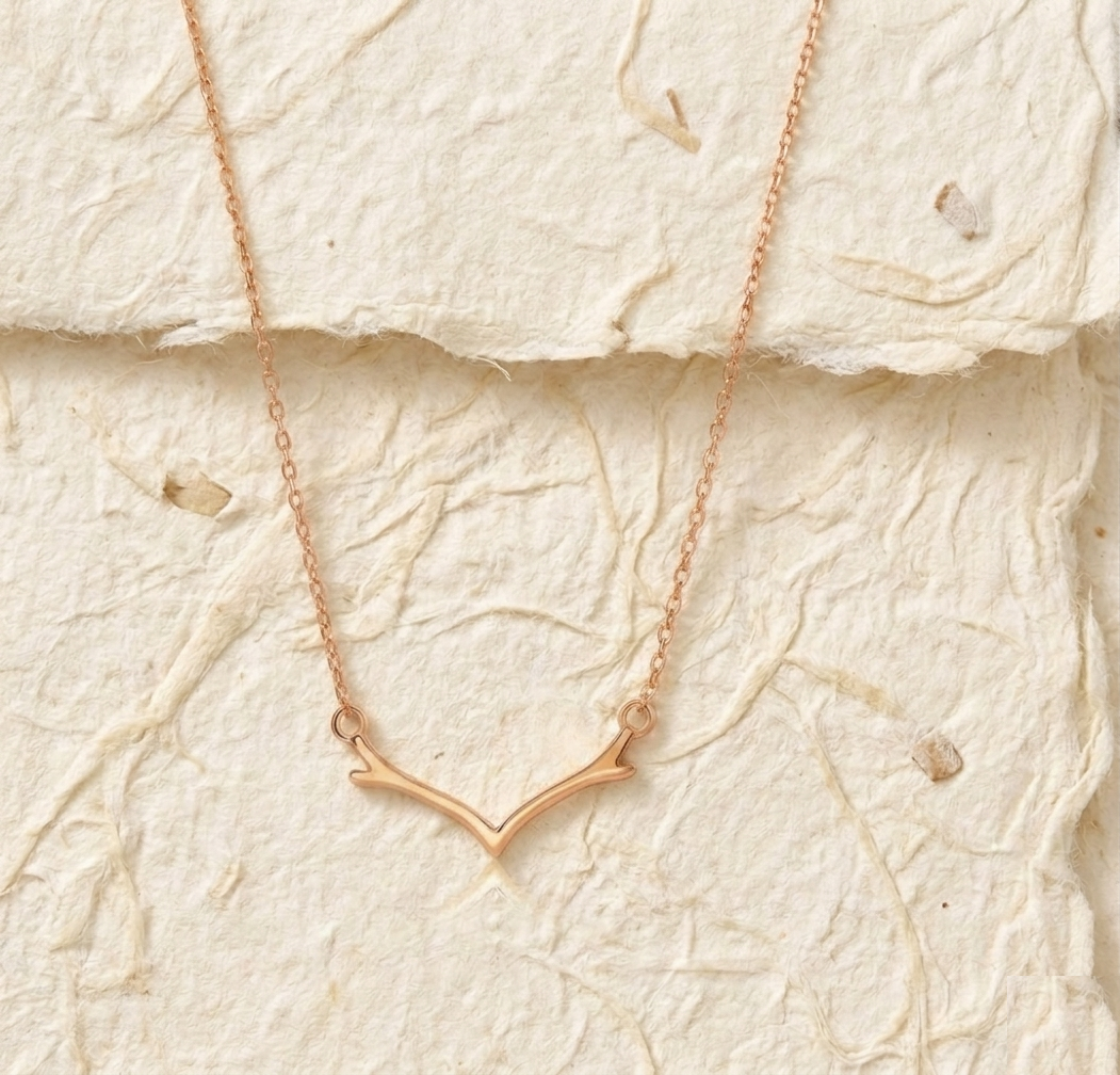 Minimalist Wishbone Necklace • Dainty V-Shape Antler Pendant • Artisan Branch Jewelry for Women • Simple Everyday Boho Charm - Image 2
