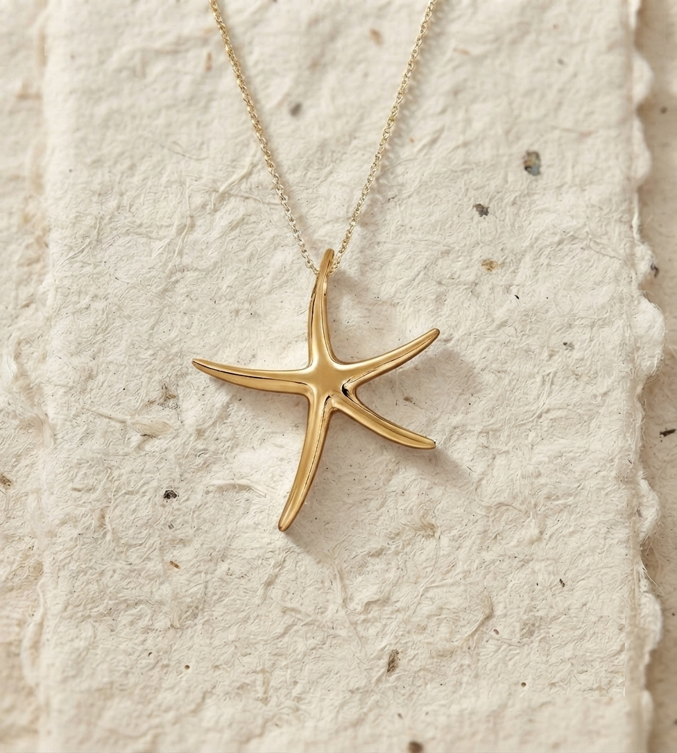 Sterling Silver Starfish Necklace, Dainty Sea Star Pendant, Minimalist Ocean Jewelry, Beach Lover Gift for Her, Nautical Silver Charm
