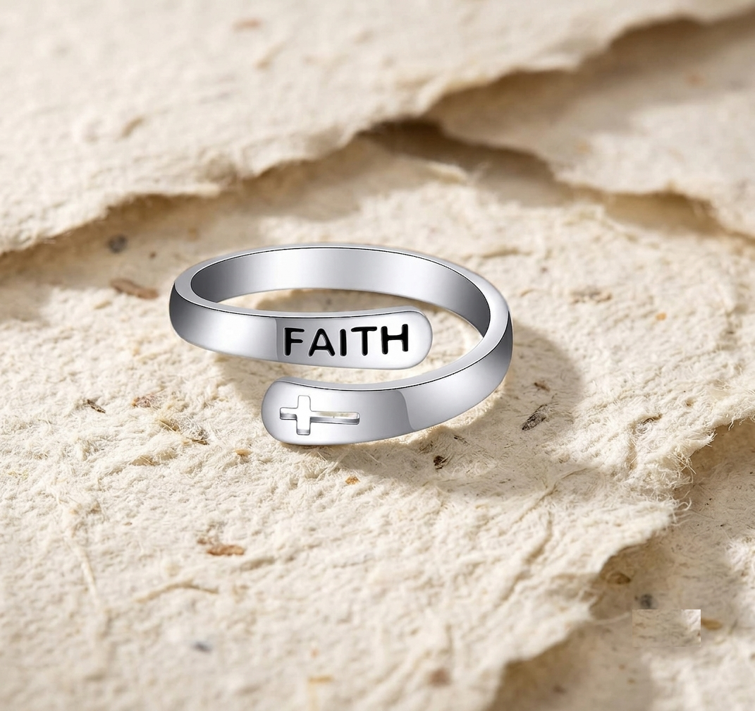 Rose Gold Faith Cross Ring, 925 Sterling Silver Christian Ring, Dainty Religious Ring Minimalist Bible Verse Jewelry, Spiritual Gift for Her - Image 4