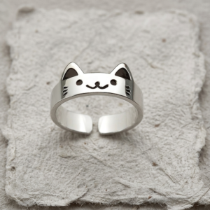 Cat Ring, 925 Sterling Silver Animal Wrap Ring, Adjustable Kitten Jewelry, Minimalist Pet Lover Gift, Dainty Cat Ears Ring