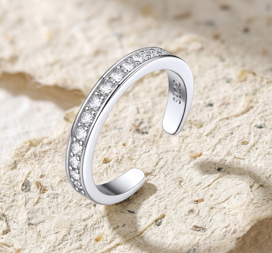 925 Sterling Silver Ring for Women, Hypoallergenic Adjustable Open Band, Minimalist Dainty Summer Jewelry, Nature Inspired Gift - Image 4