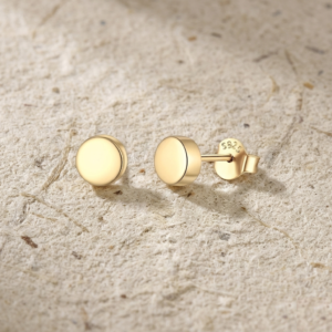 Dainty Disc Earrings, Minimalist Round Studs in 925 Sterling Silver, Tiny Circle Earrings, Everyday Jewelry Gift for Her
