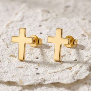Tiny Cross Stud Earrings in 925 Sterling Silver, Minimalist Religious Jewelry for Women, Dainty Small Cross Posts, Gift for Her