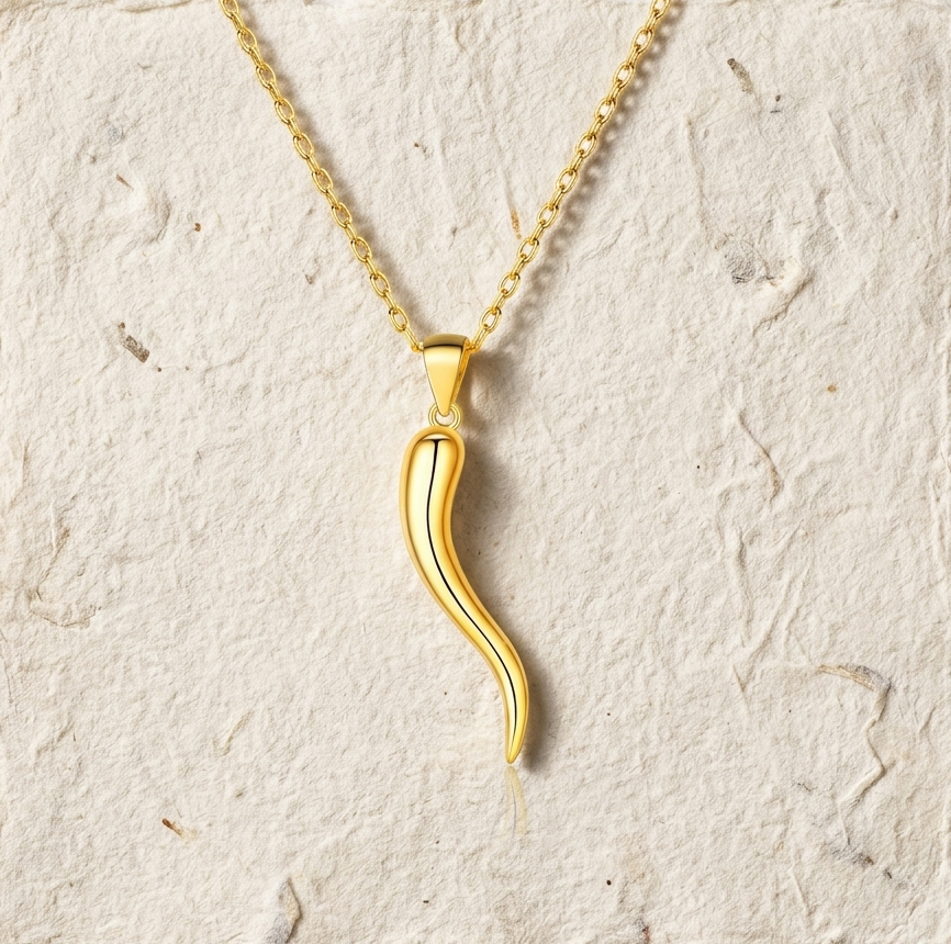 925 Sterling Silver Italian Horn Necklace, Cornicello Pendant for Good Luck, Protection Jewelry, Minimalist Dainty Necklace, Gift for Her
