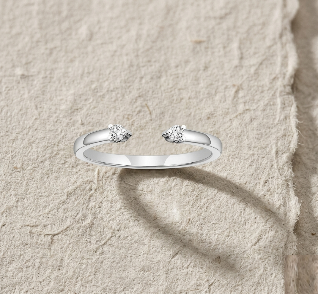 Open Wrap Ring for Women, Minimalist Double CZ Cuff Ring, Dainty Bypass Promise Ring, Adjustable Stacking Jewelry, Gift for Her - Image 5