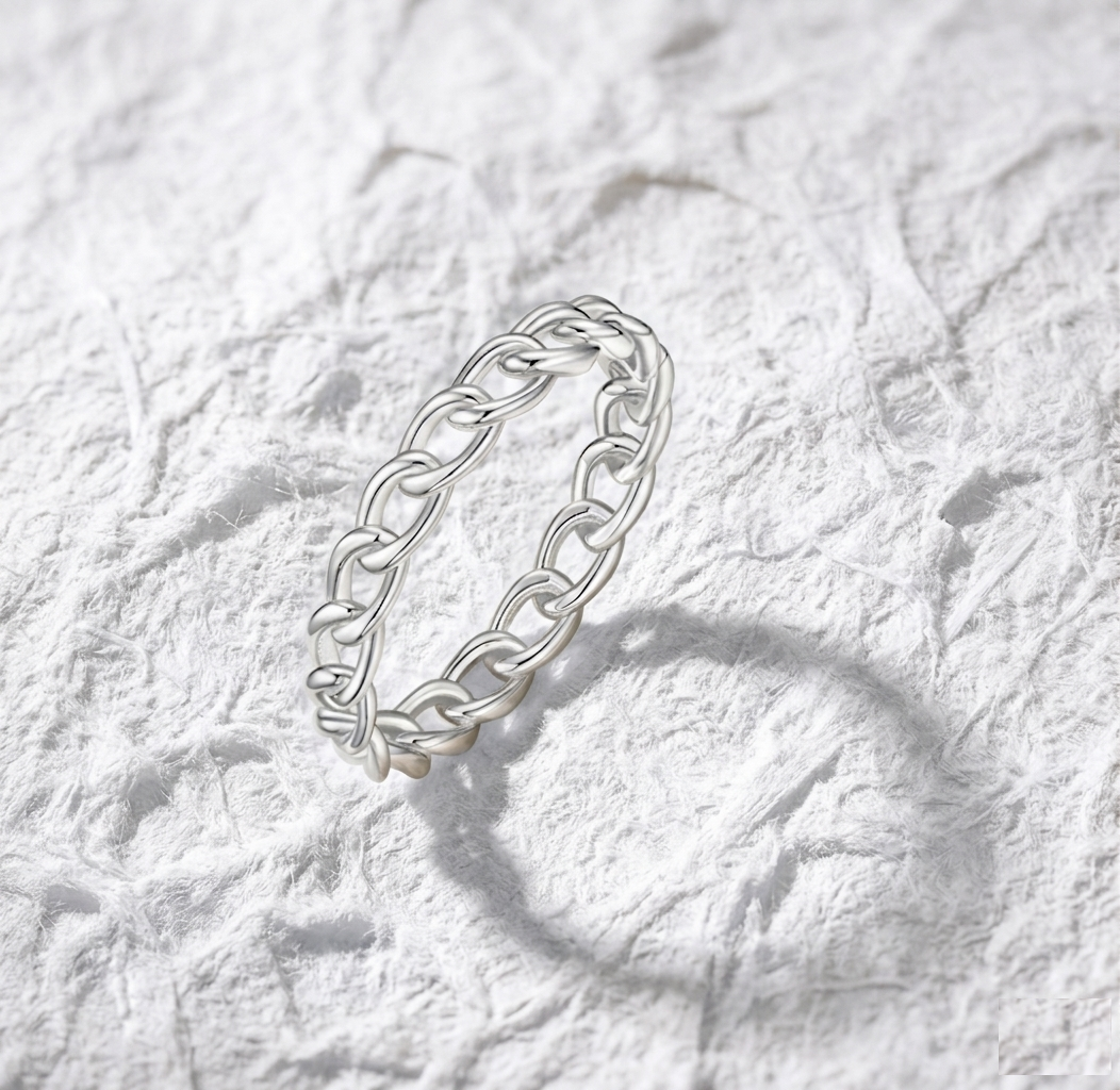 Chain Link Ring for Women, Dainty Curb Link Eternity Band, Minimalist Stackable Ring, Jewelry Gift for Her, Statement Ring - Image 5