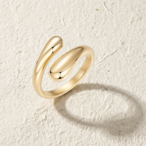 Water Drop Wrap Ring, Minimalist Adjustable Spiral Ring, Open Bypass Thumb Ring for Women, Dainty Fluid Teardrop Jewelry