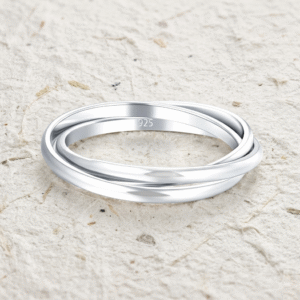 Rolling Ring for Women, Interlocking Russian Wedding Band, Dainty Triple Band Ring, Solid Gold Stackable Ring, Handmade Jewelry Gift